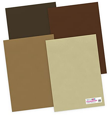 itenga Fotokarton 24 Blatt A4 300 g/qm - Tonpapier Tonkarton Druckerpapier Bastelpapier Bogen durchgefärbt zum kreativen Gestalten und Basteln (Braun)
