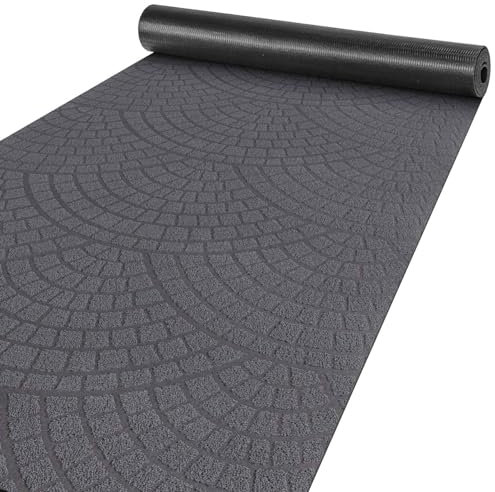 ANRO Teppich Läufer Küchenläufer Küchenteppich Läufer Flur Teppich Velours rutschfest waschbar für Flur, Schlafzimmer, Wohnzimmer, Küche Davis Anthrazit 67 x 200cm