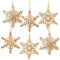 Logbuch-Verlag 6 Sterne Weihnachten Gold Anhänger Weihnachtsanhänger Metall 8 cm mit Schnur für den Baum Schneeflocken