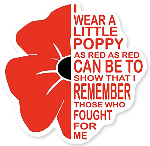 stika.co Extra Large – Red Poppy Window Cling – Lest We Forget Memorial Sticker for Remembrance Sunday & Armistice Day | Static Cling | XL – 51 x 49.9 cm (510 x 499 mm/Approx. 20 x 19.6)