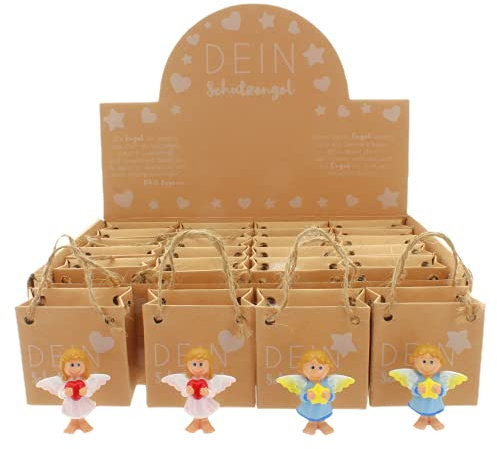 MIK funshopping Schutzengel in Tüte 2-Fach Sortiert, 24er Display, Glücksbringer (pastellrosa-Pastellblau)