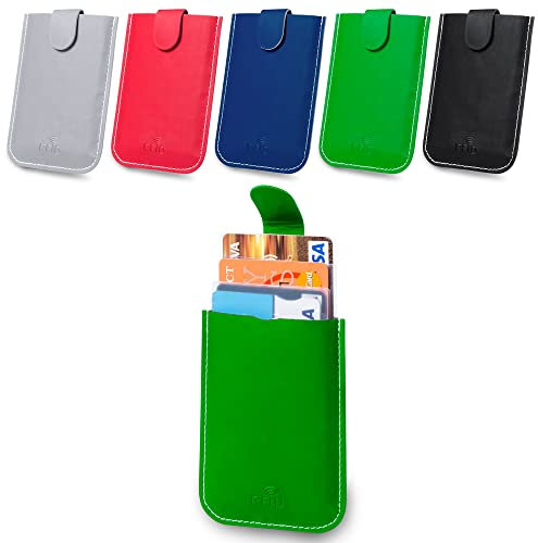 ANTEVIA - Porte Carte bancaire Anti piratage RFID Ultra Fin avec Compartiment Billet | Plus DE 20 MODÈLES | Fidélité Crédit Homme Femme | Couleur: Vert (Serbin Vert)