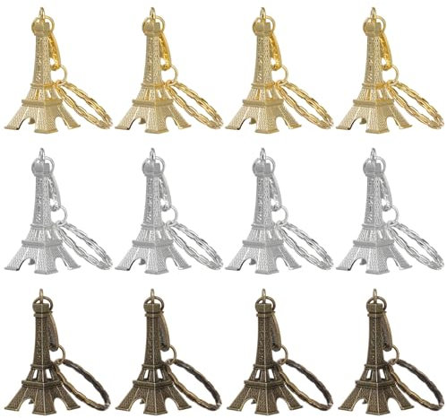 ifundom Lot de 12 Porte-clés Tour Eiffel Rétro Décoration Souvenirs Français