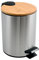 Spirella Kosmetikeimer 3 Liter Edelstahl Bambus mit Absenkautomatik und Inneneimer Adonis Badezimmer Mülleimer Softclose Abfalleimer Silber, Legierter Stahl, Brossé, 3 litres