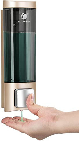 CHUANGDIAN seifenspender wandbefestigung, seifenspender dusche, seifenspender wandmontage, flüssigseifenspender Bad küche, 1 * 200ML Gold