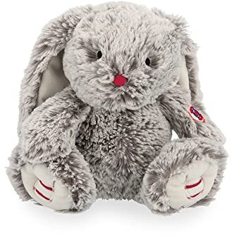 KALOO - Rouge Peluche Lapin Léo Gris Prestige 24 cm - Petite Peluche Douce en Fourrure Soyeuse - Doudou Lapin Grandes Oreilles - Dès la Naissance, K223002