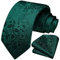 HISDERN Krawatte Herren Dunkelgrün Hochzeit Paisley Krawatten und Einstecktuch Set Elegant Blumen Krawatte mit Taschentuch Business Party