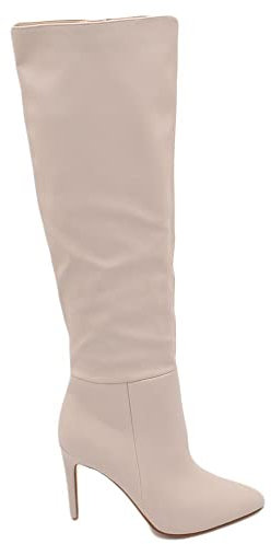 Stivale Alto Donna Beige in Ecopelle Effetto calzino con Tacco a Spillo Sottile 12cm Aderente con Zip e Punta Moda (40 EU)