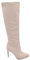 Stivale alto donna beige in ecopelle effetto calzino con tacco a spillo sottile 12cm aderente con zip e punta moda (40 EU)