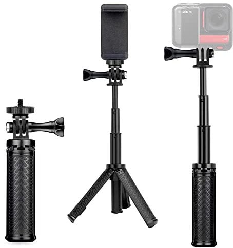 SOONSUN Mini Extendable Selfie Stick for GoPro, Portable Handheld Selfie Stick Tripod Stand for GoPro Hero 13/12/11/10 /9/8/7/6/5/4/3, Session, Fusion, SJCAM, AKASO, Insta360, DJI Osmo Action Camera