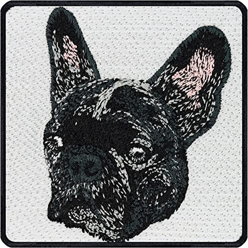 French Bulldog Aufnäher Bulldogge Aufbügler zum annähen/aufbügeln Hunde Patch Hunderassen Bügelbilder Service dog Applikation für Hunde Accessoire/Halsband/Leine | 75x75mm