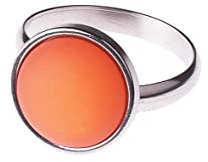 Adi-Modeschmuck verstellbarer Ring 'Elisa', 12mm Polaris Cabochon in einer in der Größe verstellbaren Fassung aus Edelstahl, handgefertigt in Berlin (Orange)