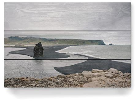 artboxONE Holzbild 45x30 cm Natur Kirkjufjara Beach von Künstler Susann Guenther