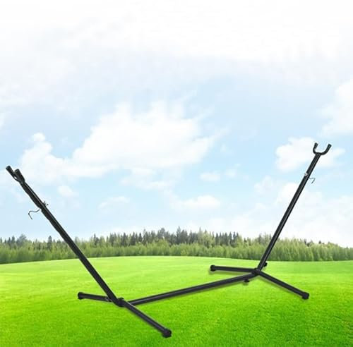 Hängemattengestell mit Hängematte, Hängemattenständer für Hängematte, Stahl Hängesessel Gestell, Camping Garten Hängemattengestell (250 * 110 * 100cm/Leinwand+Stofftasche)