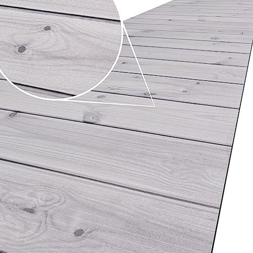 ANRO Küchenteppich Küchenläufer Teppich Läufer Küche waschbar rutschfest Muster Holz Grau Abwaschbar 400 x 52cm