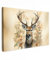 MuchoWow© Bild auf Leinwand Groß 120x80 cm XXL Schlafzimmer Bilder Wand Deko Wohnzimmer Modern Wanddeko Bilderwand Geschenk Vintage - Hirsch - Rothirsch - Blumen - Beige - Tiere - Natur