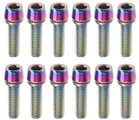 SG Store 12PCS Bike Stem Bolts M5x17mm Titanium Alloy Bolts Screws with Washers for Fixing Bicycle Stem Front and Rear Derailleurs Grip Ring Post Clamp