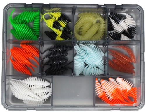 FTM Forellenköder-Set, 50 Gummiköder, 23x18x5cm, Lure Box, Fishing Lure