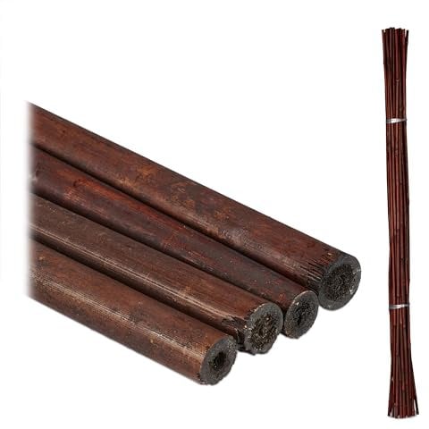 Relaxdays Pflanzstäbe Bambus, 25er Set, 105 cm, Pflanzen Stabilisierung, Rankhilfe Garten, Deko Bambusstäbe, Dunkelbraun