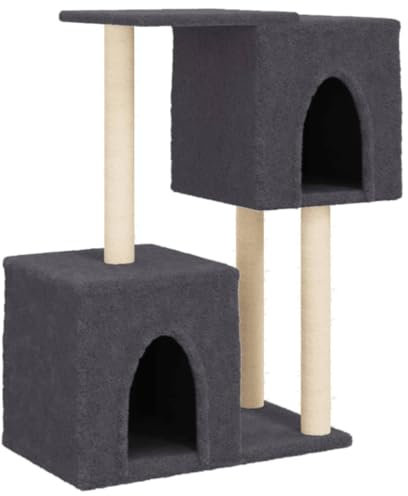 vidaXL Kratzbaum, Katzenkratzbaum mit Sisal-Kratzsäulen, Katzenbaum mit Katzenhöhle Plüsch, Kletterbaum für Katzen, Katzenmöbel, Dunkelgrau 86cm