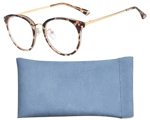KRYMSON 1 Stück Anti-Blaulicht-Brille, 1 Stück Brillentasche, Bohnenblumen-Rahmenbrille, Ovale Rahmenbrille, Retro-Brille, Blendschutz- Und Augenermüdungsbrille