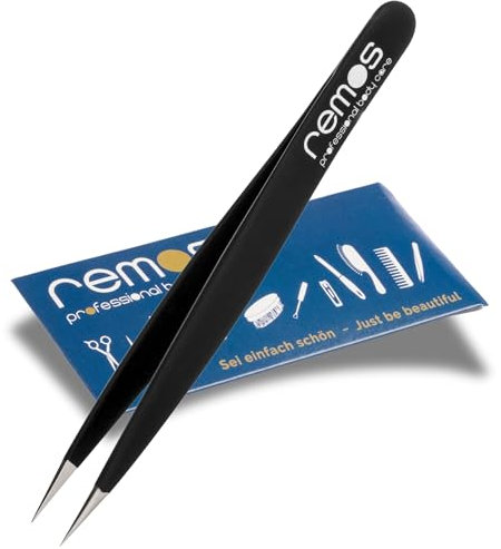 REMOS Pince à échardes - acier inoxydable 9.5 cm - pointe fine - noir