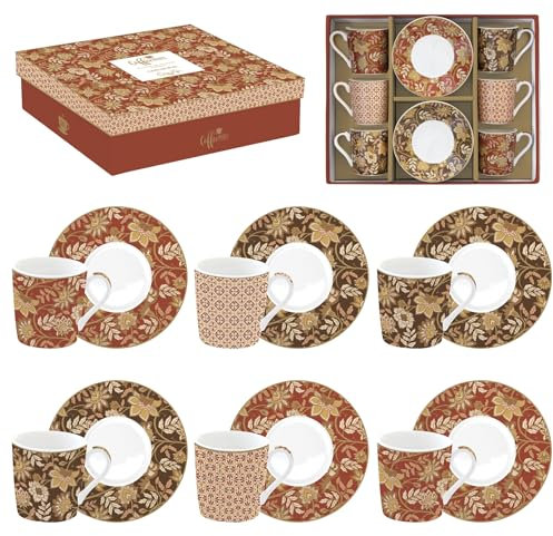 Easy Life COFFRET 6 TASSES A CAFE 10CL EN PORCELAINE FLEURS DE REVES