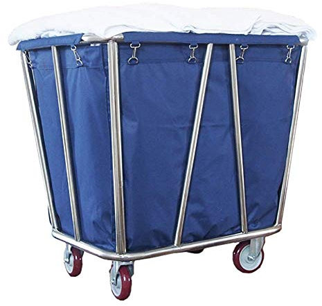 Trolleys,Kitchen Storage Hand Trucks, Commercial Rolling Laundry Sorter Cart on Wheels,Wheeled Hotel Trolley Bin with Movable Bag/Blue/90 * 65 * 85Cm (Blue 90 * 65 * 85Cm)