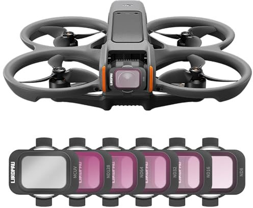 LIROPAU ND Filter Set kompatibel mit DJI Avata 2, 6Stk UV, ND8, ND16, ND32, ND64, ND128 Neutraldichte Drohne Objektivfilter, Mehrfach Beschichtetes HD Optisches Glas