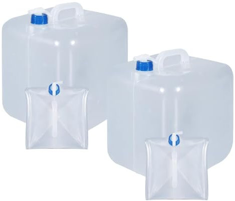 UMETASS Zusammenklappbarer Wasserbehälter mit Zapfhahn, Faltbare Würfel-Wasserkrüge, Tragbarer Wasserspeicher für Outdoor-Camping und Wandern (2Stück, 20L)