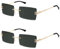 Kiiwah 2 Paar Rechteck Randlose Sonnenbrille, Retro Ultra-Small Frame Sonnenbrille, Quadratische Durchsichtige Linse Sonnenbrille, Rimless Sunglasses für Frauen Männer(Schwarz)