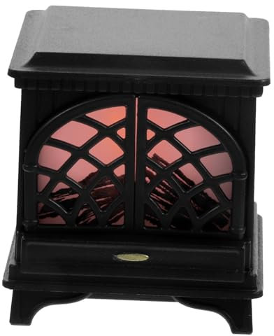 JOINPAYA Dollhouse Mini Fireplace Stove Warmer Simulated Firewood Christmas Decoration Furniture Model (black) Portable Portable Fireplace Mini House Decor Dollhouse Props