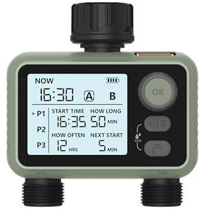 Timer digitale di irrigazione, timer dell'acqua da giardino programmabile con ritardo di pioggia, IPX5 impermeabile, modalità di irrigazione automatica e manuale, per giardino, prato, patio, fattoria