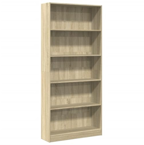 vidaXL Bookcase Sonoma Oak 80x24x176 cm Engineered Wood | Loads of room for books and knick-knacks, Made from tough engineered wood, Looks great in any room