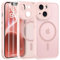 FLLAO Cover Magnetica per iPhone 14 Custodia e 2 Pellicole in Vetro Temperato, Cover iPhone 14 Compatibile con Magsafe, Traslucida Opaca Posteriore Sottile Antiurto Protettiva Case, Rosa