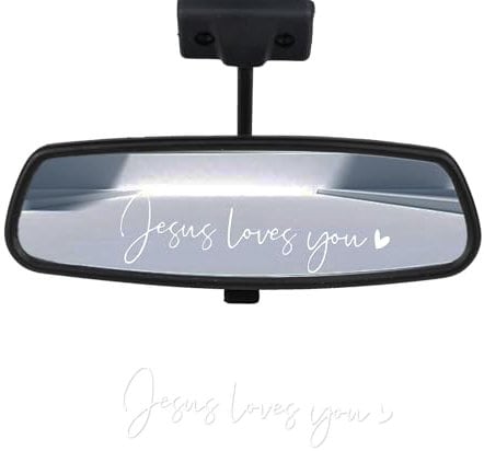 2stk Jesus Loves You Autospiegel Aufkleber, Positive Affirmation Autoaufkleber Kosmetikspiegel-Aufkleber Wasserflaschen-Aufkleber Rückspiegel-Aufkleber für Laptop Auto Wasserflasche (Weiß)