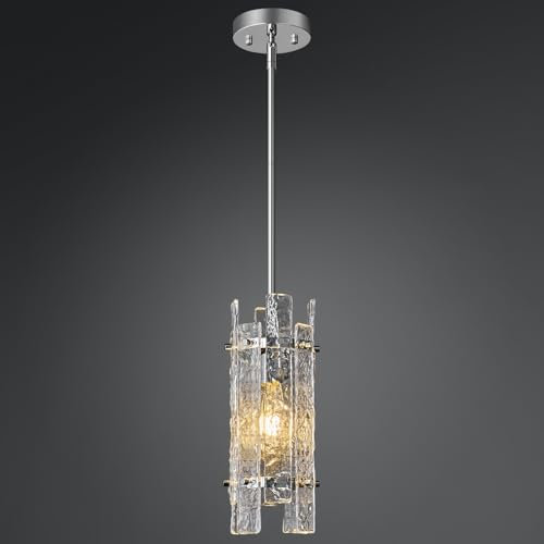 ZYBWL Einflammig Pendelleuchte Modern Vintage Glas Hängelampe Höhenverstellbar Chrom Hängeleuchte für Küche Esstische Esszimmer Schlafzimmer, E27 Sockel