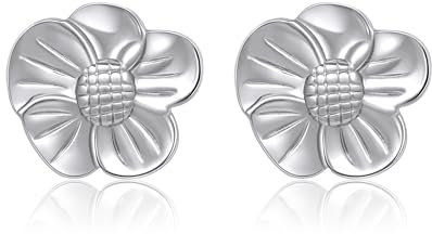 GILIEYER Pendientes de Flores, Pendientes Grandes de Flores Doradas Flor de Metal Pendientes Colgantes de Pétalo de Flor para Mujeres (Estilo 8, Plata)