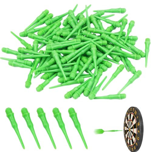 100 Stück Weiche Dartspitzen,Dart Spitzen Plastik,Einfach Auszutauschen,Dart Spitzen Soft 2ba,Softdart Spitzen Kurz Verstärkt,zur Verwendung als Dart-Zubehör,Ldeal für Dartsportbegeisterte(Grün)