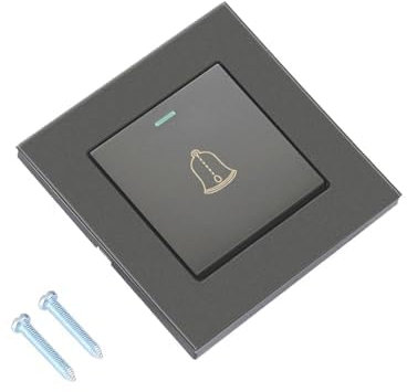 BigKing Campanello per Porte in Vetro Temperato e Plastica Premium - Design Minimalista, Pulsante Esterno Campanello Casa, Facile da Installare 86mm per Casa, Albergo (Grigio)