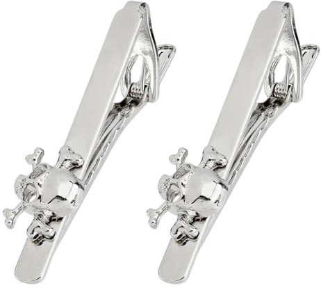 SUPERFINDINGS Pince à Cravate en Forme de Tête de Mort Accessoire de Costume Style Gothique en Alliage pour Homme et Femme Clips Tête de Mort 3D avec Os Croisés 6.5cm