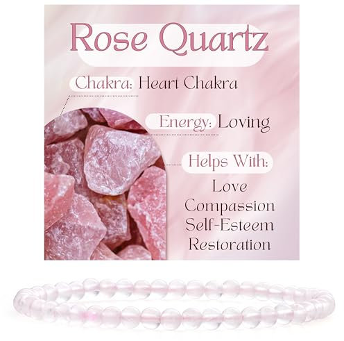 Bivei Quarzo rosa - Amorevole Braccialetto di Cristallo per Donna 4mm Perle Pietra Semipreziosa Naturale Elastico Estensibile Gioiello Regalo Yoga