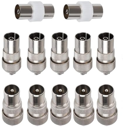Cjkoonsa TV Aerial Connectors 12 Pcs F Connector Adaptor Silver