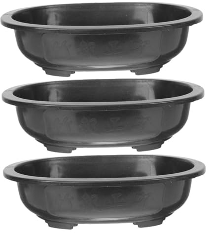 BAZEITFLOW Lot De 3 Pots De Fleurs Ovales en Plastique avec Trou De Drainage pour Bonsaï Jardin Balcon 12.01 X 9.06 X 3.15 Pouces Pots De Culture LéGers Et RéSistants pour Plantes D'IntéRieur