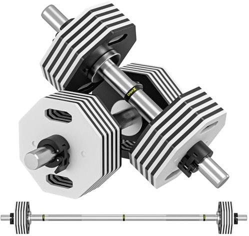 Dripex Kurzhantel Langhantel 28kg Einzeln oder Ein Paar, Verstellbare Hantel mit Stangen, Kurzhantelstange und Gewichten 1x Curlstange, 1X Kurzhantelstange, Set 28kg oder 36kg zur Auswahl