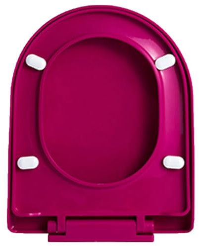 Dazzluxe WC Sitz Mit Absenkautomatik, D-Förmiger Toilettensitz Aus PP Mit Rutschfesten Sitzpuffern, Einfach Zu Montieren, Oben Fester Toilettendeckel Mit Verstellbaren Scharnieren,Rose