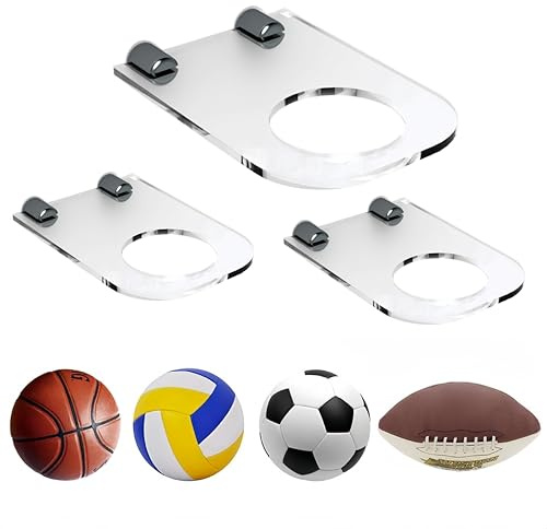 Guangyu 3 Stück Acryl Ballhalterung Wand, Ballständer Wandmontiert, Halterung Wand, Fussball Basketball Wandhalterung für Basketball Fußball Rugby Ball Volleyball Sport Ball Display Ständer