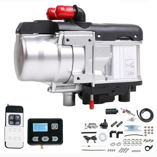 MFYDPP Scaldabagno Diesel 12v 5kw, Tipo di Riscaldamento dell'Acqua del Riscaldatore di Parcheggio per Auto con Telecomando E Interruttore LCD, per Camion Rimorchi Camper(Size:12V,Color:Nero)