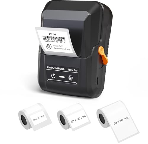 SUPVAN T50M Pro Bluetooth Etikettiergerät mit 3 weißer Etiketten | Mini Beschriftungsgerät Selbstklebend für Einzelhandel, Büro, Supermarkt, Kompatibel with iOS & Android