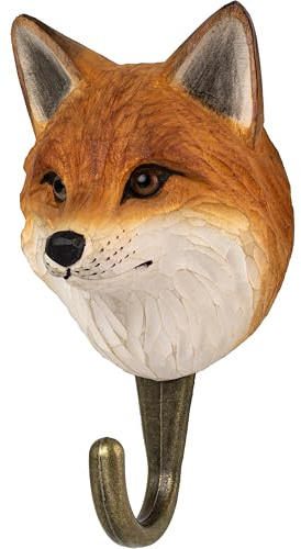Haken Fuchs (WG4504) - Handgeschnitzter haken aus Holz und Metall